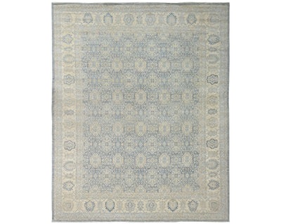 Alfombra afgana de lana anudada a mano, color gris Zeigler, 12 x 15