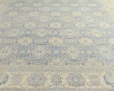 Alfombra afgana de lana anudada a mano, color gris Zeigler, 12 x 15