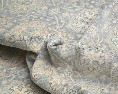Alfombra afgana de lana anudada a mano, color gris Zeigler, 12 x 15