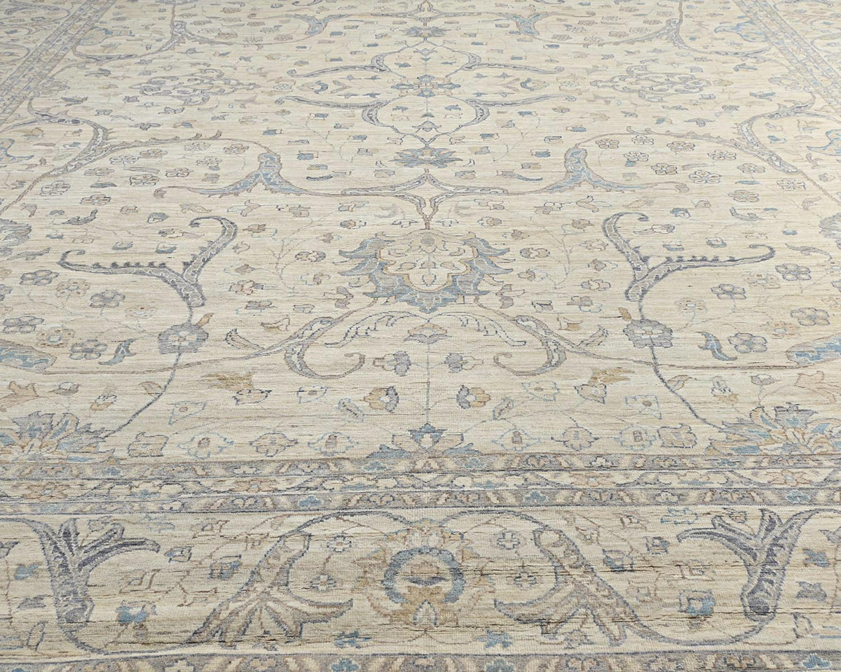 14x0 Zeigler Beige Afghan Hand Knotted Wool Area Rug