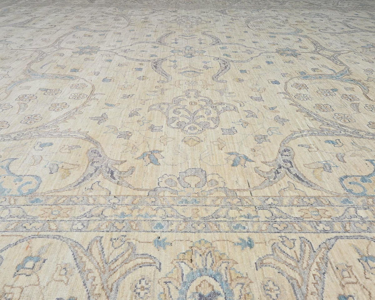 14x0 Zeigler Beige Afghan Hand Knotted Wool Area Rug