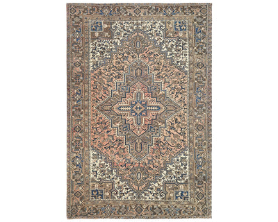 Alfombra de lana anudada a mano estilo persa terracota Heriz vintage de 8 x 11