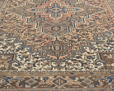 Alfombra de lana anudada a mano estilo persa terracota Heriz vintage de 8 x 11