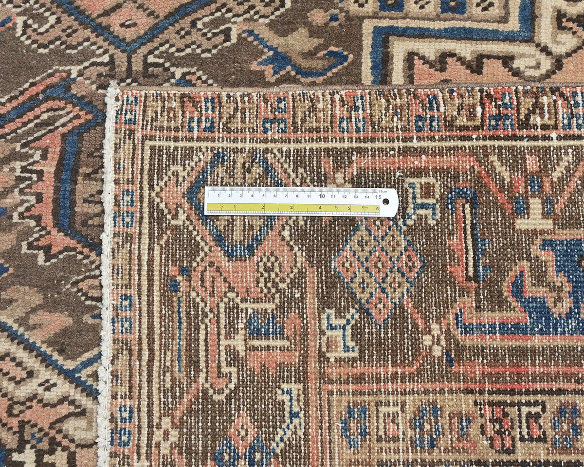 Alfombra de lana anudada a mano estilo persa terracota Heriz vintage de 8 x 11