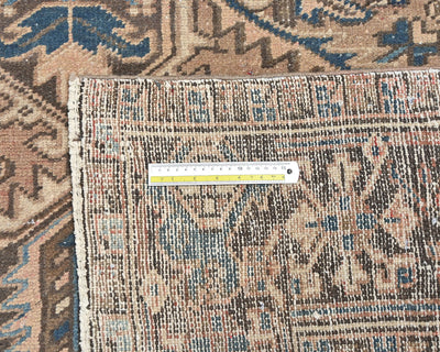Alfombra de lana anudada a mano estilo persa vintage Heriz marrón de 7 x 10 pulgadas