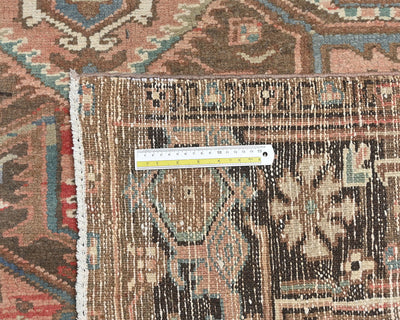 Alfombra de lana anudada a mano estilo persa terracota Heriz vintage de 8 x 11