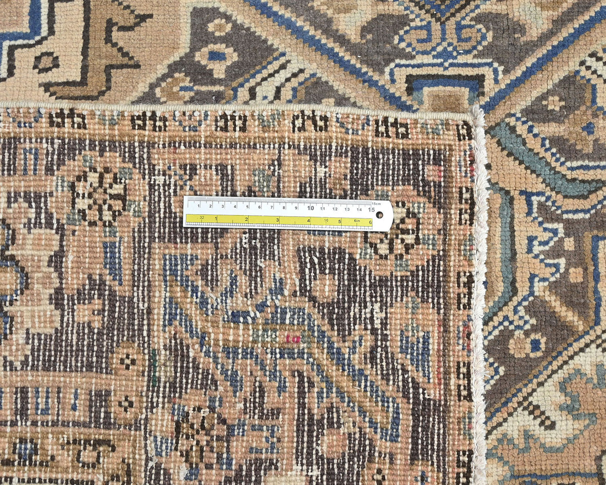 Alfombra de lana anudada a mano estilo persa vintage Heriz marrón de 8'6x11