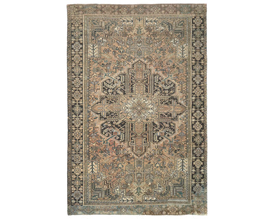 10x13 Vintage Heriz Brown Persian Style Hand Knotted Wool Area Rug