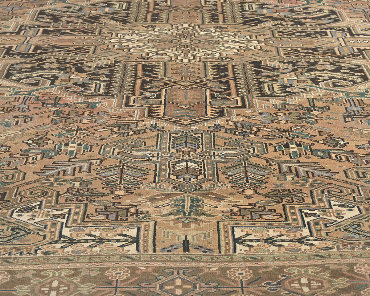10x13 Vintage Heriz Brown Persian Style Hand Knotted Wool Area Rug