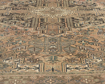 10x13 Vintage Heriz Brown Persian Style Hand Knotted Wool Area Rug