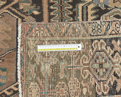 10x13 Vintage Heriz Brown Persian Style Hand Knotted Wool Area Rug