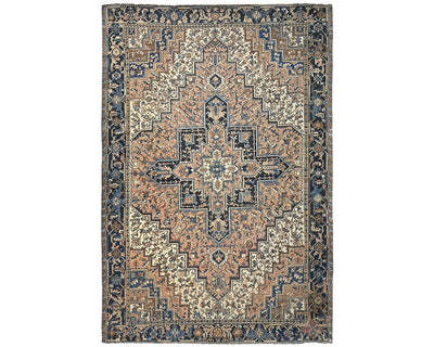 Alfombra de lana anudada a mano estilo persa vintage Heriz marrón de 10 x 12 pulgadas