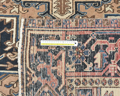 Alfombra de lana anudada a mano estilo persa vintage Heriz marrón de 10 x 12 pulgadas