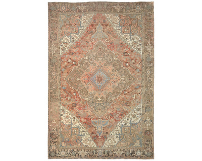 10x13 Vintage Heriz Terracotta Persian Style Hand Knotted Wool Area Rug