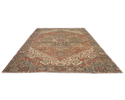 10x13 Vintage Heriz Terracotta Persin Style Hand Knotted Wool Area Rug