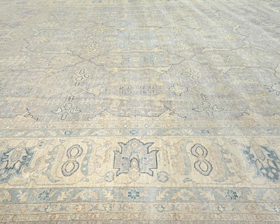 Alfombra afgana de lana anudada a mano, color gris Zeigler, 12 x 15