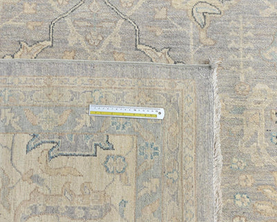 Alfombra afgana de lana anudada a mano, color gris Zeigler, 12 x 15