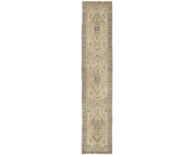 17 Ft Vintage Brown Persian Style Hand Knotted Low Pile Wool Runner Rug