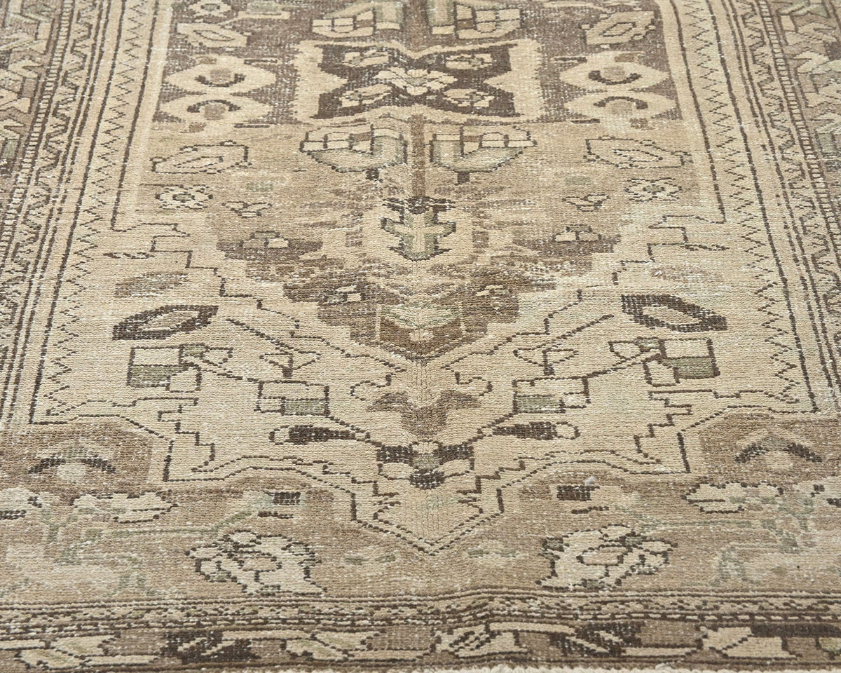 17 Ft Vintage Brown Persian Style Hand Knotted Low Pile Wool Runner Rug