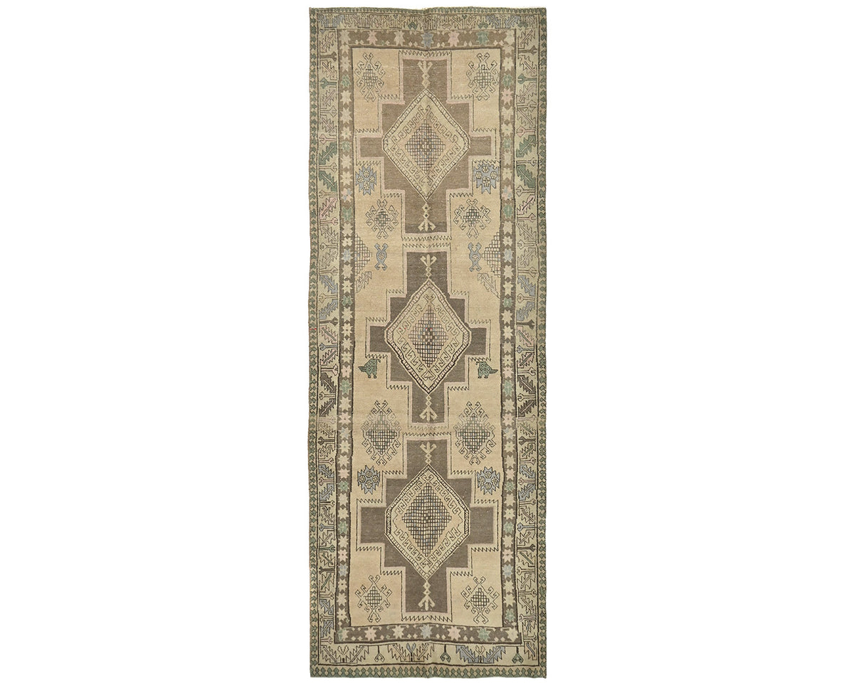 Alfombra de lana de pelo corto anudada a mano, estilo persa, color marrón vintage, de 3,6 m