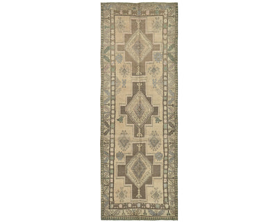 Alfombra de lana de pelo corto anudada a mano, estilo persa, color marrón vintage, de 3,6 m