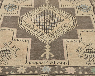 Alfombra de lana de pelo corto anudada a mano, estilo persa, color marrón vintage, de 3,6 m