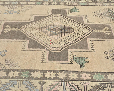 Alfombra de lana de pelo corto anudada a mano, estilo persa, color marrón vintage, de 3,6 m