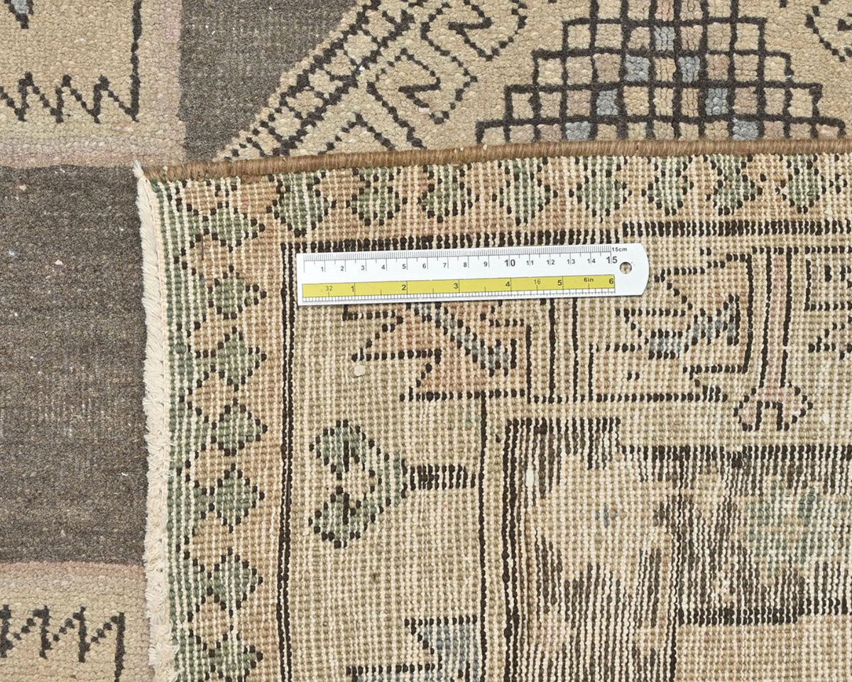 Alfombra de lana de pelo corto anudada a mano, estilo persa, color marrón vintage, de 3,6 m