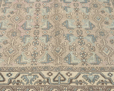 Alfombra de lana de pelo corto anudada a mano, estilo persa vintage, marrón, de 5 x 7