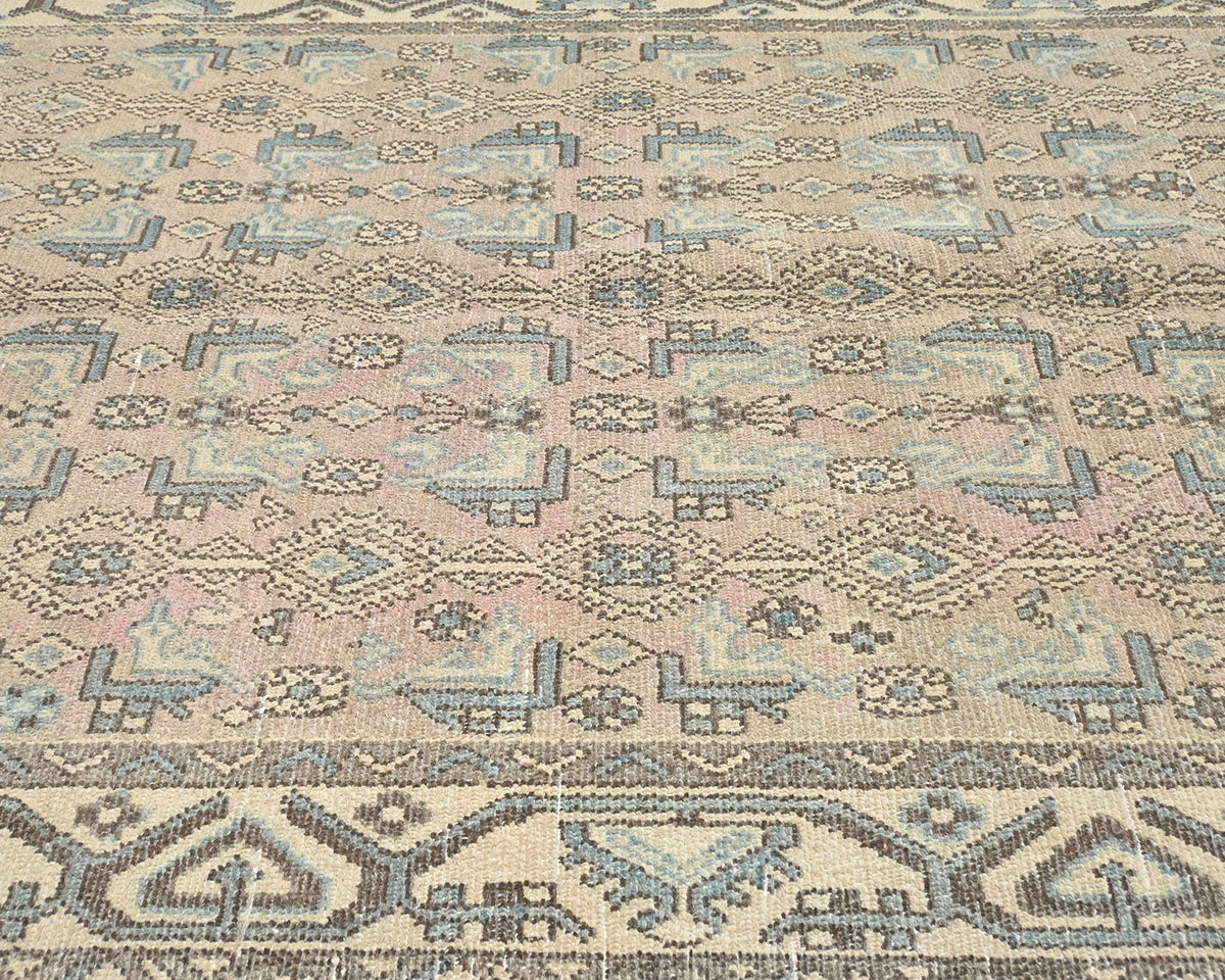 5x7 Vintage Brown Persian Style Hand Knotted Low Pile Wool Area Rug