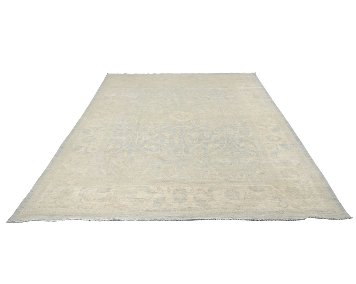 9x12 Chobi Fine Quality Gray Afghan Hand Knotted Wool Area Rug