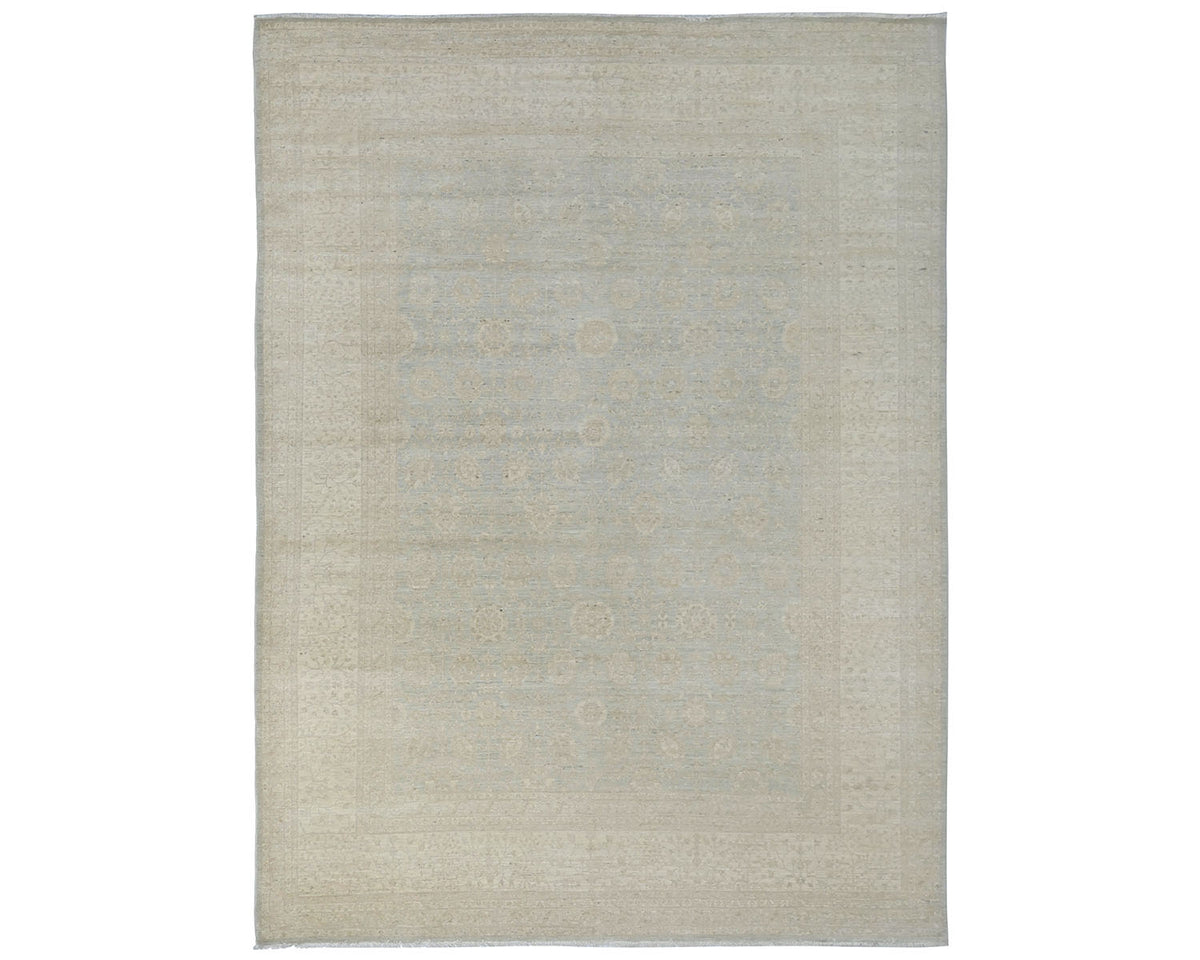 9x12 Chobi Fine Quality Gray Afghan Hand Knotted Wool Area Rug