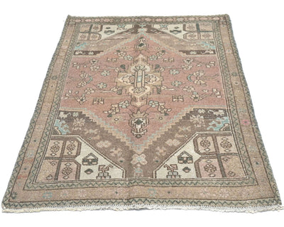 3x5 Vintage Brown Persian Style Hand Knotted Low Pile Wool Area Rug