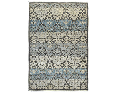 4x6 Zeigler Gray Blue Afghan Hand Knotted Wool Area Rug