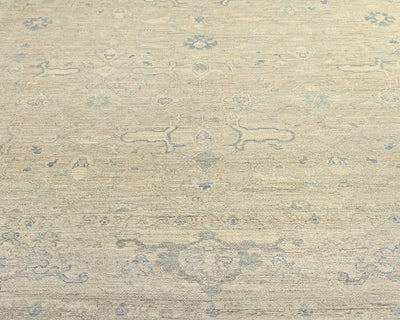 Alfombra afgana de lana anudada a mano Zeigler beige de 9 x 12 pulgadas