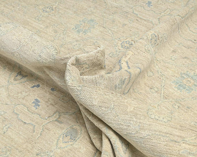 Alfombra afgana de lana anudada a mano Zeigler beige de 9 x 12 pulgadas