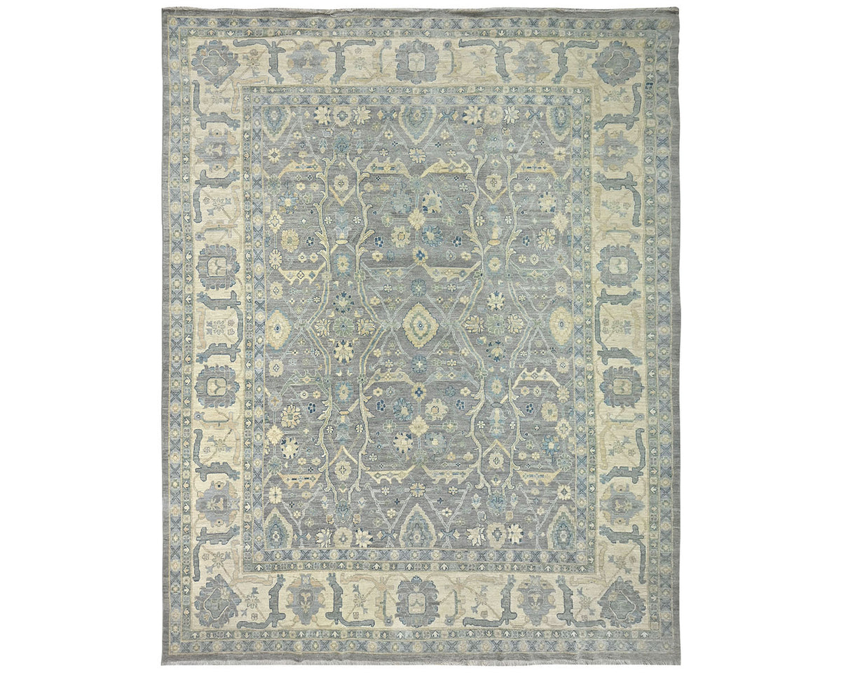 12x15 Zeigler Gray Afghan Hand Knotted Wool Area Rug