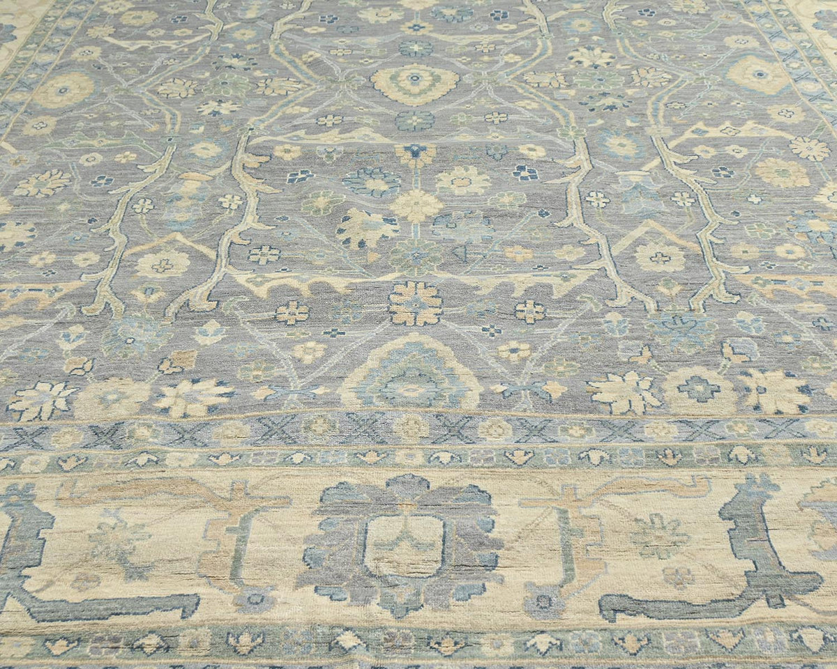 12x15 Zeigler Gray Afghan Hand Knotted Wool Area Rug