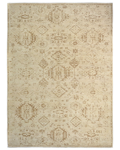 Light Brown 9x12 Oushak Turkish Hand Knotted Traditional Soft Wool Area Rug