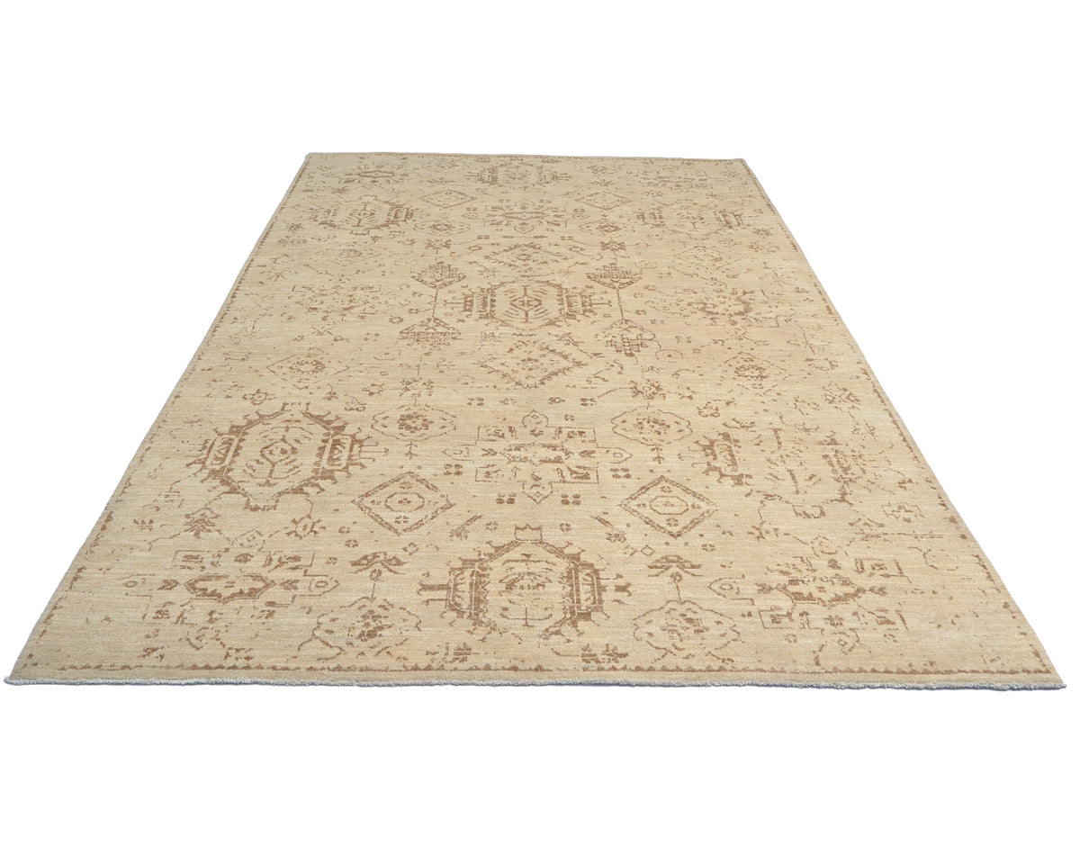Light Brown 9x12 Oushak Turkish Hand Knotted Traditional Soft Wool Area Rug