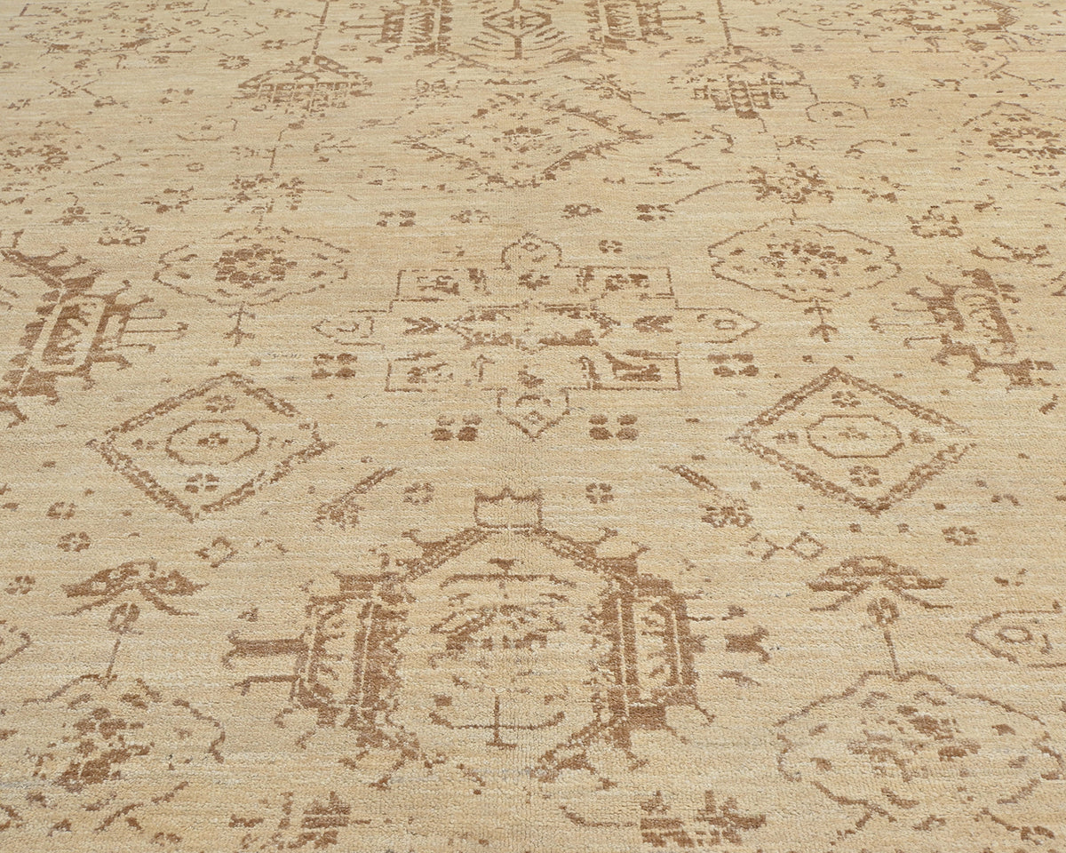 Light Brown 9x12 Oushak Turkish Hand Knotted Traditional Soft Wool Area Rug