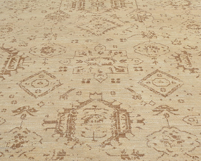 Light Brown 9x12 Oushak Turkish Hand Knotted Traditional Soft Wool Area Rug