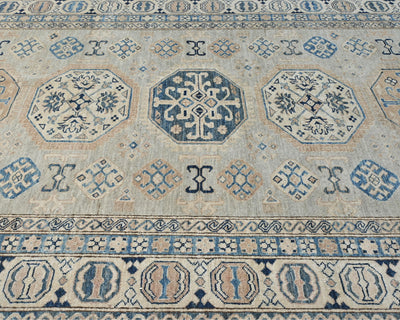 6x9 Kazak Gray Afghan Hand Knotted Geometric Wool Area Rug