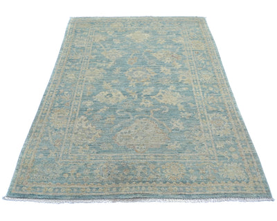 4x6 Soft Blue Oushak Turkish Handmade Traditional Wool Area Rug