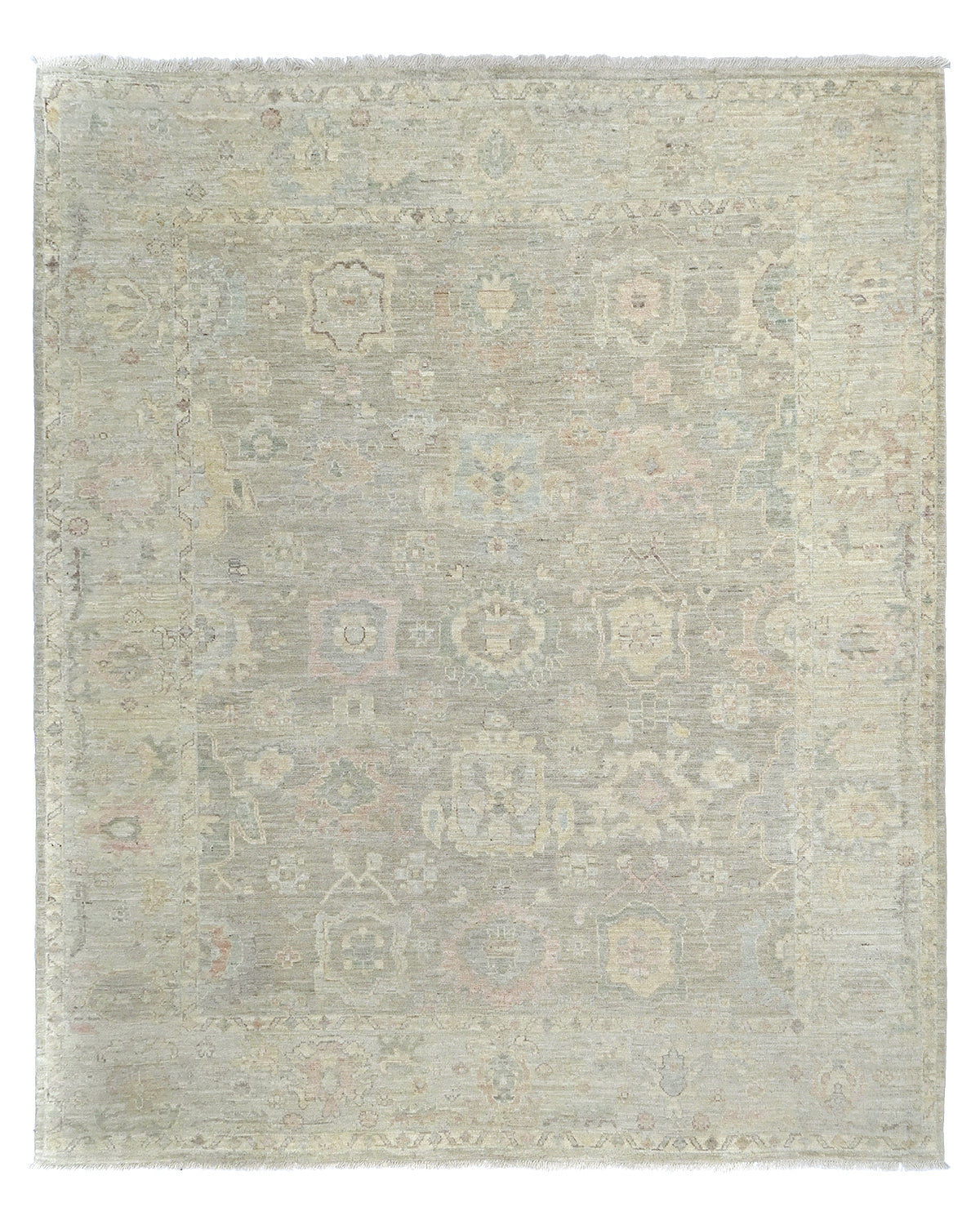 Gray Turkish Oushak Hand Knotted Traditional 8x10 Feet Wool Area Rug