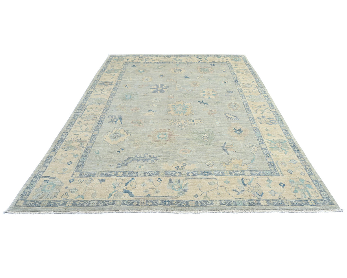 9x12 Gray Turkish Ouhsak Hand Knotted Traditional Soft Wool Area Rug
