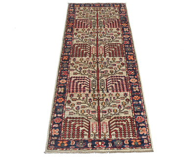 6 Ft Gray Aryana Afghan Hand Knotted Veg Dye Wool Runner Rug