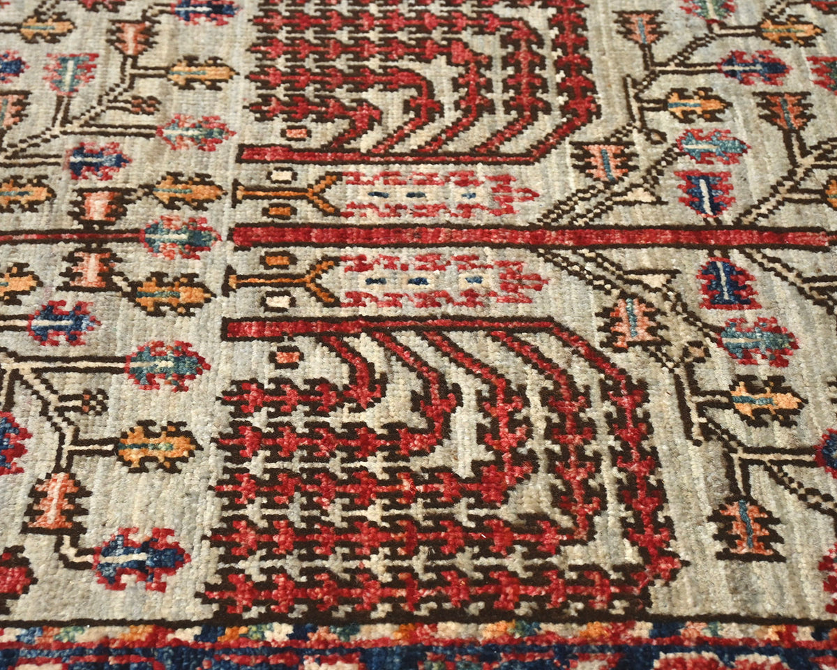 6 Ft Gray Aryana Afghan Hand Knotted Veg Dye Wool Runner Rug