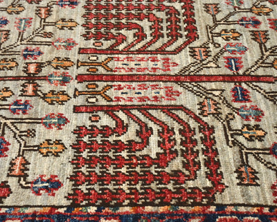 6 Ft Gray Aryana Afghan Hand Knotted Veg Dye Wool Runner Rug