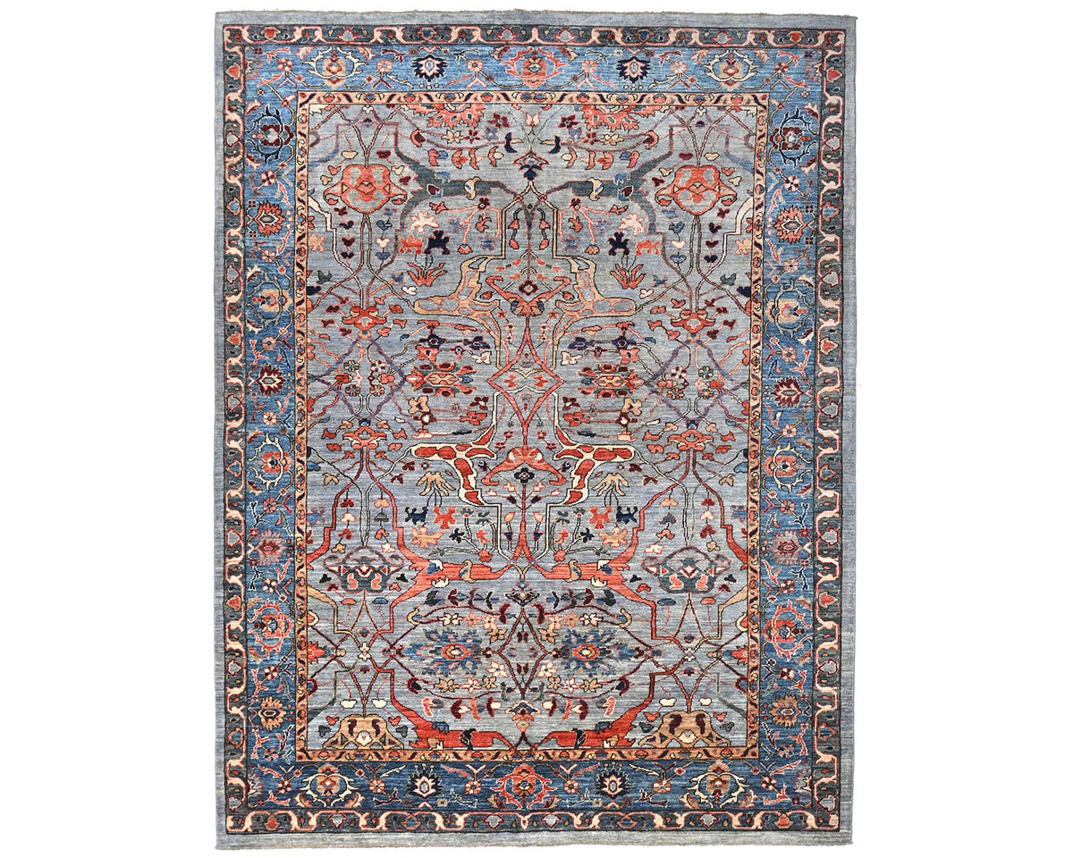 Alfombra afgana Aryana de lana teñida con tinte vegetal, anudada a mano, color gris, 6 x 9